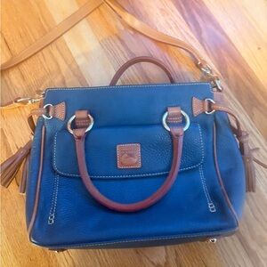 Vintage Dooney & Bourke Navy and Tan Satchel